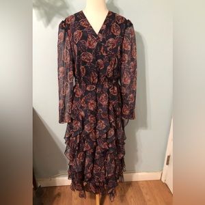 The J. Peterman Company Ruffle Midi Maxi Dress size 12